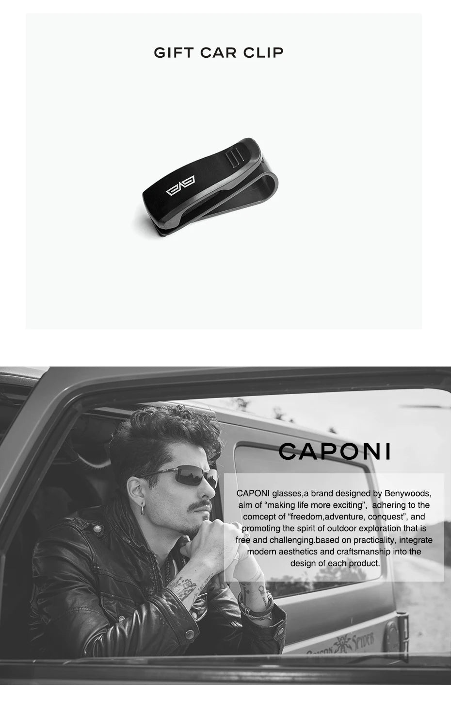 CAPONI Polarized Sunglasses For Men Original Design Outdoor Sport Running Driving Sun Glasses Photochromic Black Shades BS36502