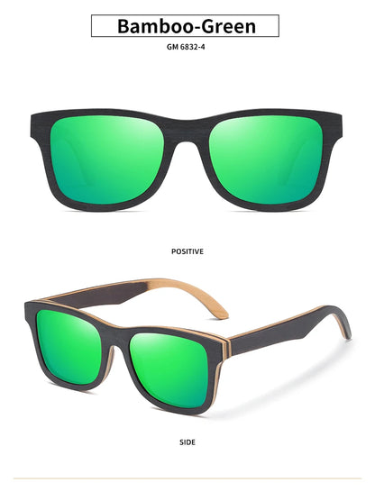 GM 100% Natural Skateboard  Wooden Sunglasses Handmade Polarized Mirror Coating Lenses Eyewear Wood Sunglasses