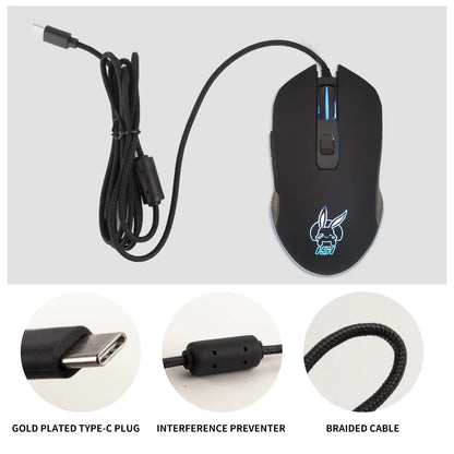 USB-C Mute Colorful Luminous Mouse for Type C Notebook Computer Gaming Mouse