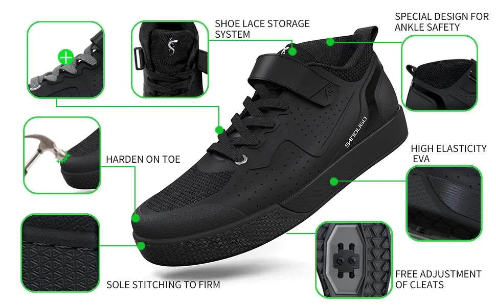 Sandugo Cycling Shoes for Men Apply to Mountain Bike Downhill  Uphill and Indoor Bicycle Compatible With SPD and FlatPedal