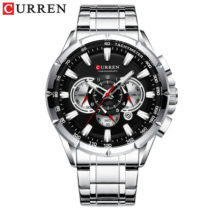 Montre pour homme CURREN – Montre-bracelet de luxe en acier inoxydable, style business, chronographe, modèle militaire à quartz