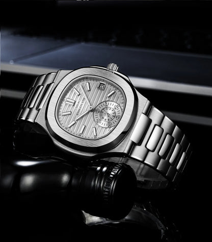 DIDUN Mens Watches Top Brand Luxury Business Stainless Watch Male Military Quartz Chronograph Analog Date Clock Steel Wristwatch