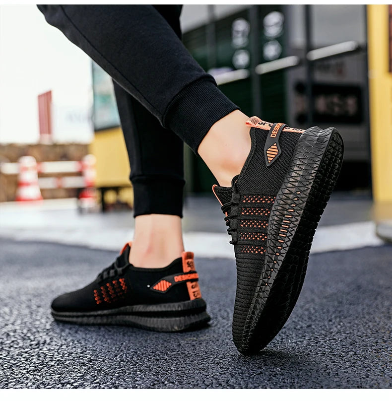 Baskets légères à la mode pour hommes, chaussures décontractées respirantes, chaussures de marche à lacets
