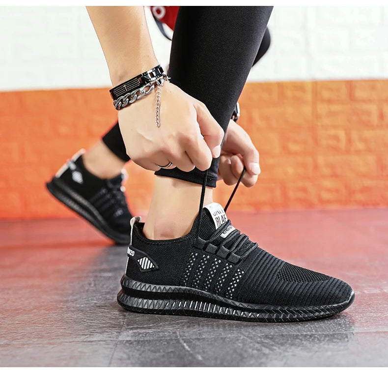 Baskets légères à la mode pour hommes, chaussures décontractées respirantes, chaussures de marche à lacets