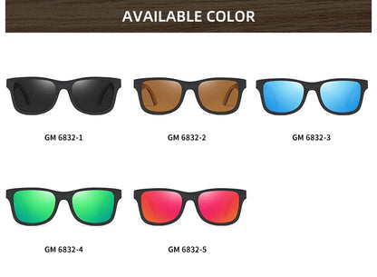 GM 100% Natural Skateboard  Wooden Sunglasses Handmade Polarized Mirror Coating Lenses Eyewear Wood Sunglasses