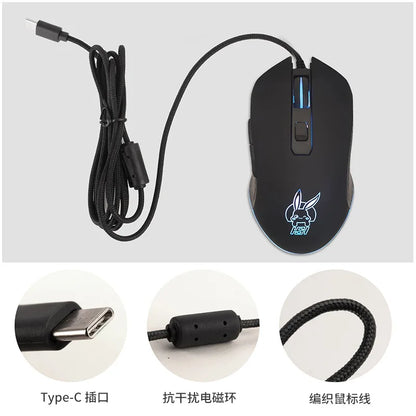 USB-C Mute Colorful Luminous Mouse for Type C Notebook Computer Gaming Mouse