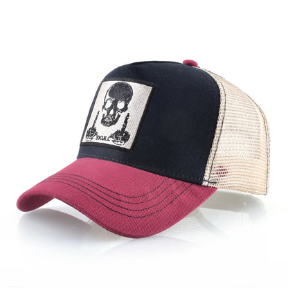Men's Baseball Cap With Embroidery Skull Patch Snapback Hip Hop Trucker Cap Women Four Season Outdoor Breathable Visor Bone Hats