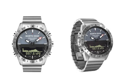 Stainless Steel Men's Quartz Watch Dive Sport Watches Waterproof 200M Analog Digital Watch Altimeter Barometer Compass NORTH EDGE
