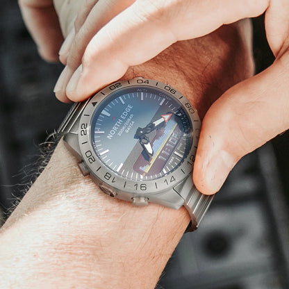 Stainless Steel Men's Quartz Watch Dive Sport Watches Waterproof 200M Analog Digital Watch Altimeter Barometer Compass NORTH EDGE