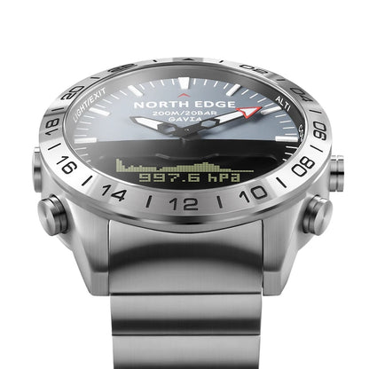 Stainless Steel Men's Quartz Watch Dive Sport Watches Waterproof 200M Analog Digital Watch Altimeter Barometer Compass NORTH EDGE