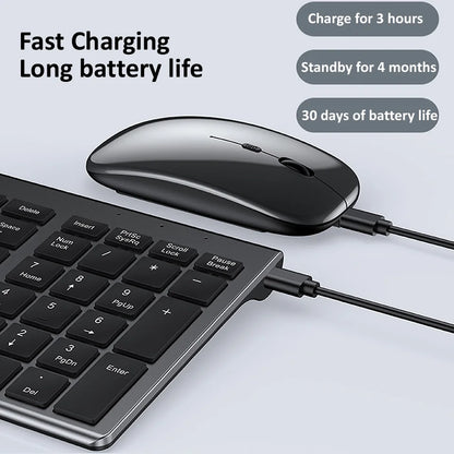 Combo tastiera e mouse wireless Bluetooth 5.0 2.4G - Set mini multimediale per laptop, PC, TV, iPad, Macbook e Android