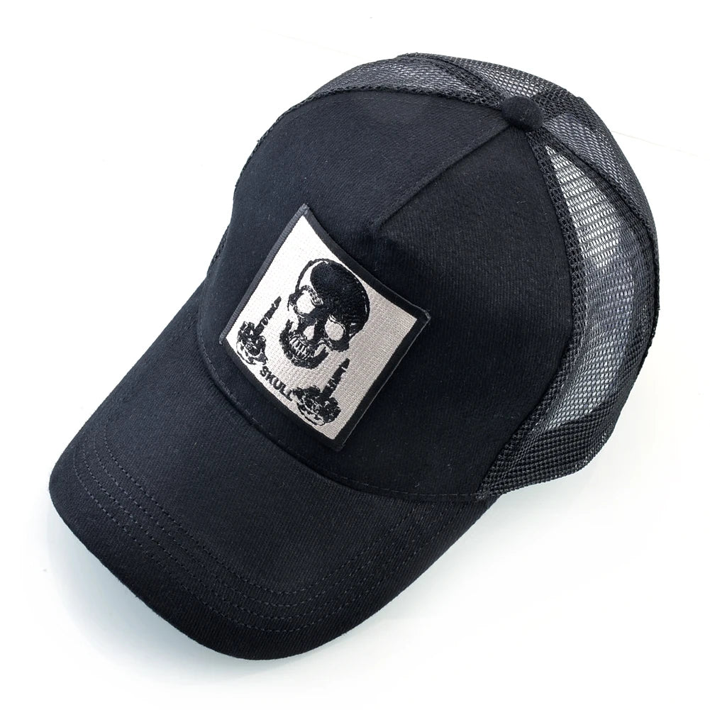 Men's Baseball Cap With Embroidery Skull Patch Snapback Hip Hop Trucker Cap Women Four Season Outdoor Breathable Visor Bone Hats