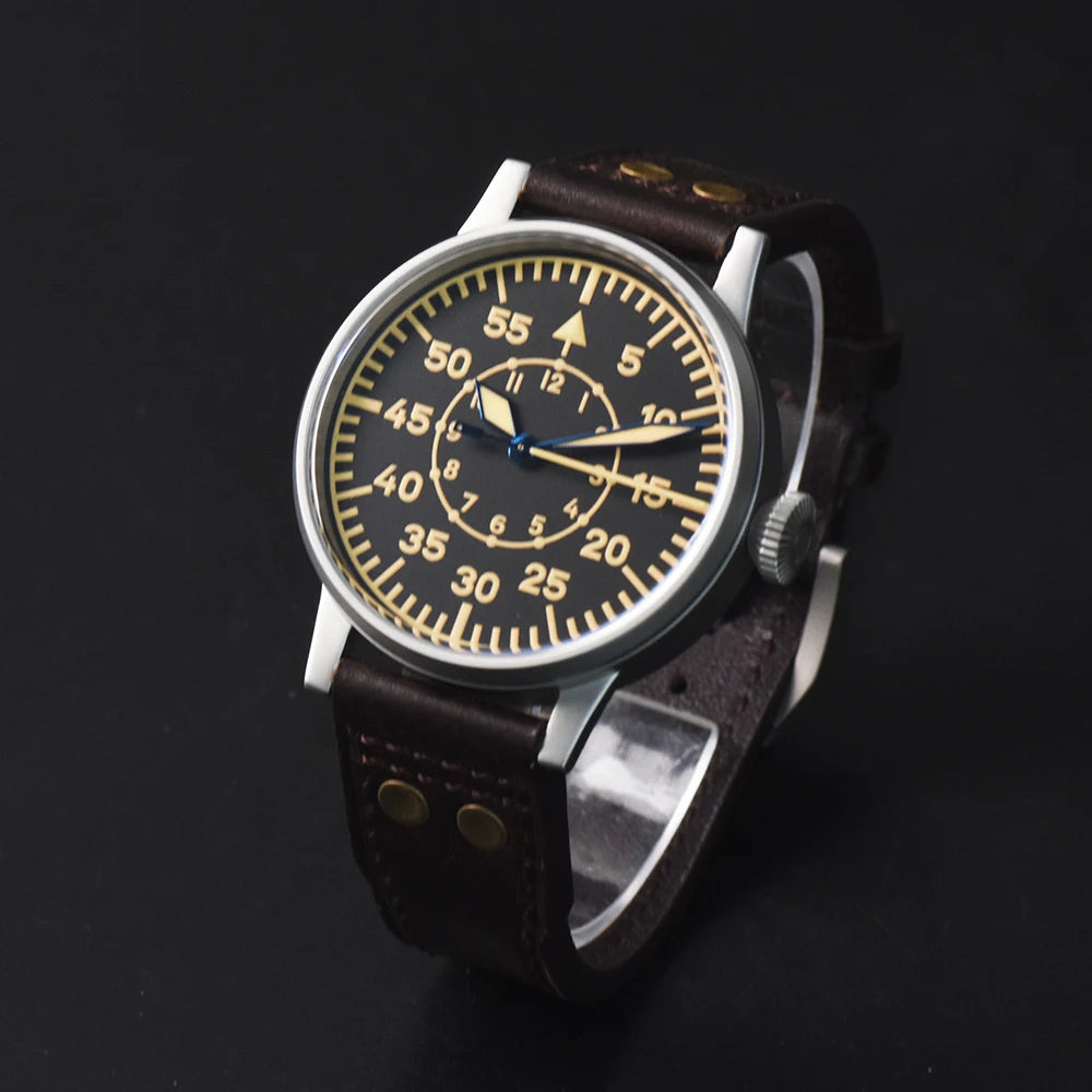 Hruodland 2025 New Pilot Men's Automatic Mechanical Watch Pt5000 Sapphire Luminous C3 Stainless Steel Waterproof 10Bar reloj hom