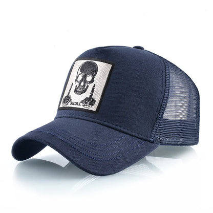 Men's Baseball Cap With Embroidery Skull Patch Snapback Hip Hop Trucker Cap Women Four Season Outdoor Breathable Visor Bone Hats