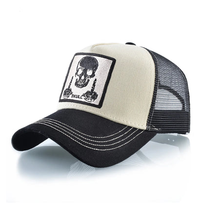 Men's Baseball Cap With Embroidery Skull Patch Snapback Hip Hop Trucker Cap Women Four Season Outdoor Breathable Visor Bone Hats