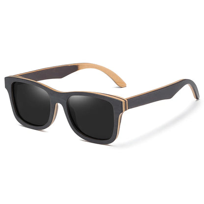 GM 100% Natural Skateboard  Wooden Sunglasses Handmade Polarized Mirror Coating Lenses Eyewear Wood Sunglasses