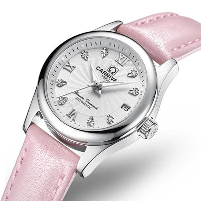 Montre mécanique de luxe pour femme de la marque CARNIVAL – Montre-bracelet automatique, élégante, dotée d'un verre saphir et étanche