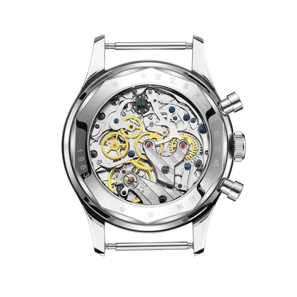 Red Star Panda Mens 1963 Chronograph Mechanical Wristwatch Seagull st1901 Movement Gooseneck 40mm Luminous Sapphire Pilot Watch