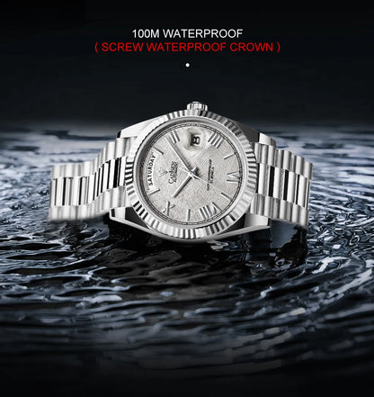 CADISEN Men's Mechanical Watches Luxury Meteorite Dial Automatic Watch For Men Week 100M Japan MIYOTA 8285 Movement Clock Man