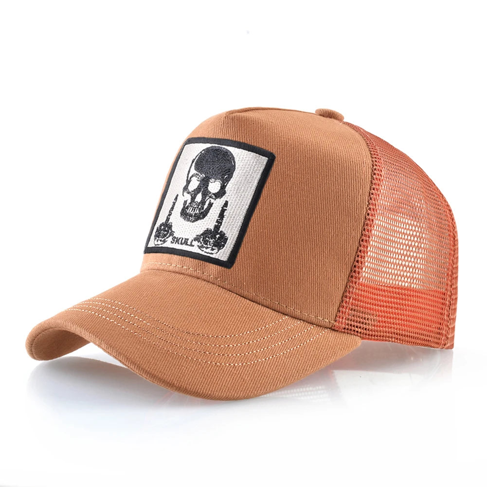 Men's Baseball Cap With Embroidery Skull Patch Snapback Hip Hop Trucker Cap Women Four Season Outdoor Breathable Visor Bone Hats