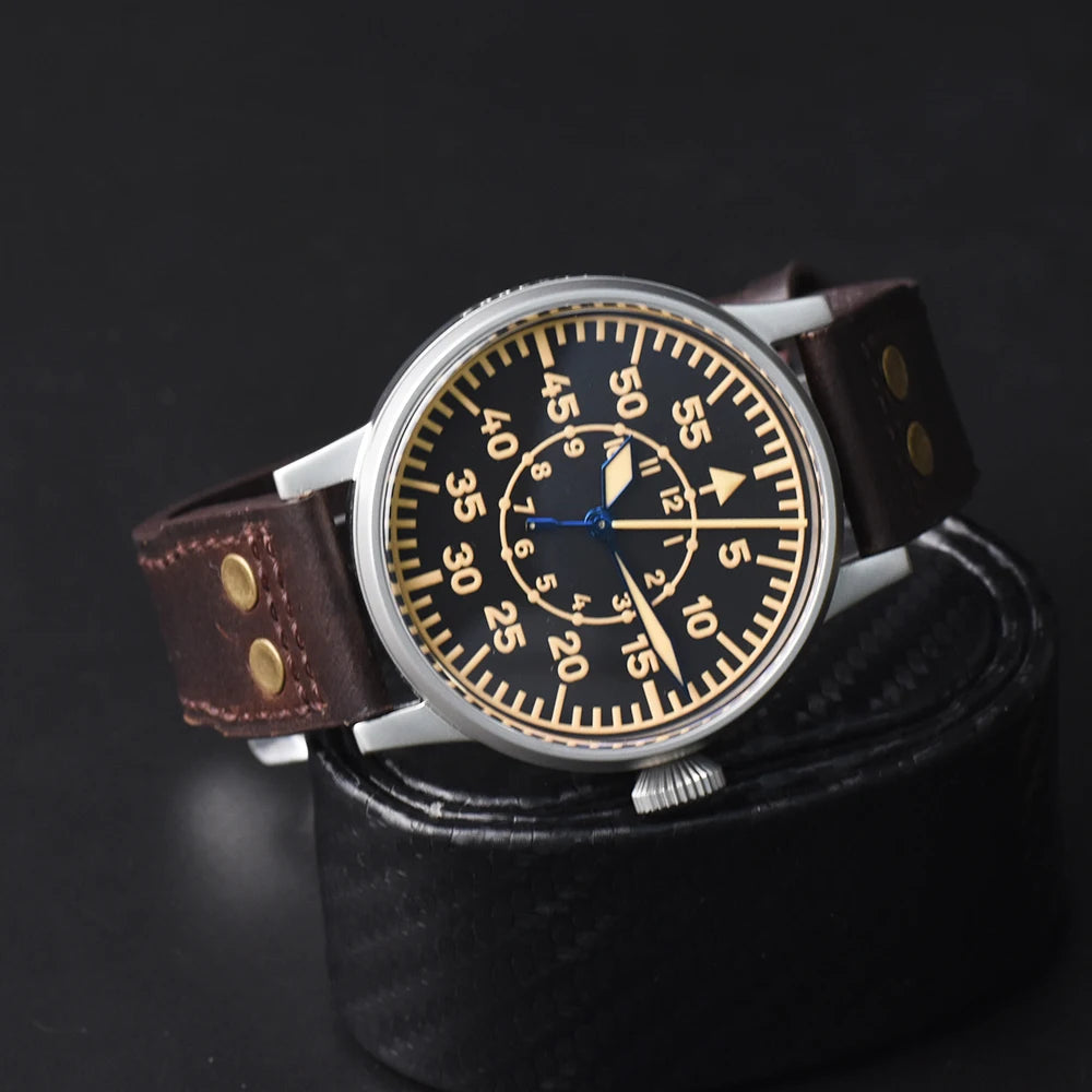 Hruodland 2025 New Pilot Men's Automatic Mechanical Watch Pt5000 Sapphire Luminous C3 Stainless Steel Waterproof 10Bar reloj hom