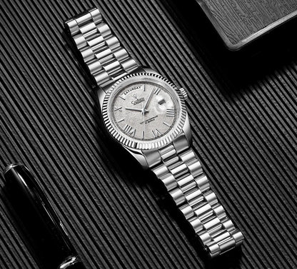 CADISEN Men's Mechanical Watches Luxury Meteorite Dial Automatic Watch For Men Week 100M Japan MIYOTA 8285 Movement Clock Man