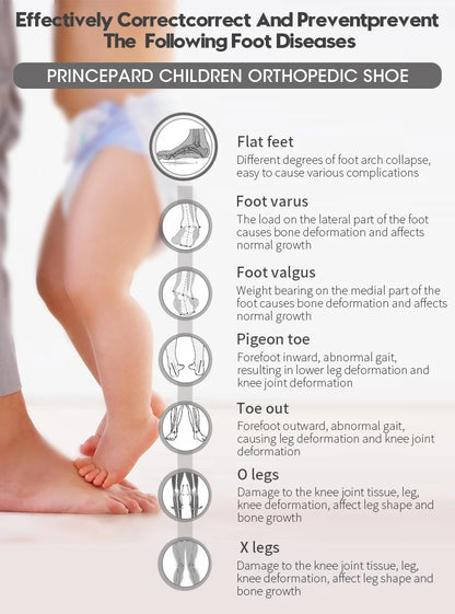 Orthopedic kids shoes Princepard flat feet medical corrective casual footwear for toddlers with arch support sneakers