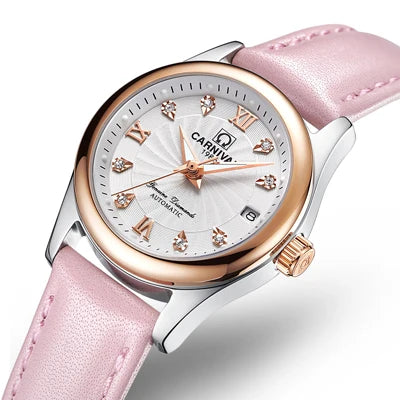Montre mécanique de luxe pour femme de la marque CARNIVAL – Montre-bracelet automatique, élégante, dotée d'un verre saphir et étanche