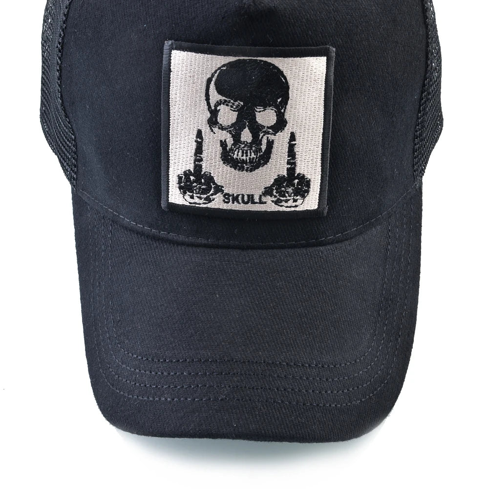 Men's Baseball Cap With Embroidery Skull Patch Snapback Hip Hop Trucker Cap Women Four Season Outdoor Breathable Visor Bone Hats