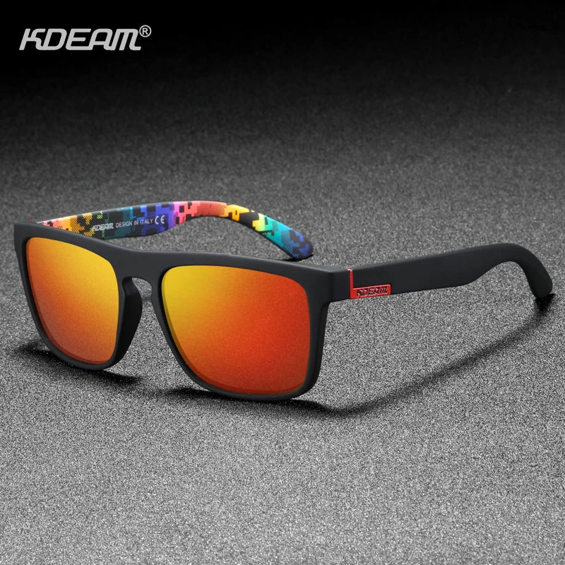 KDEAM Polarized Designer Square Sunglasses Men or Women Elastic Paint Frame Mirror Sun Glasses 17 Colors Available