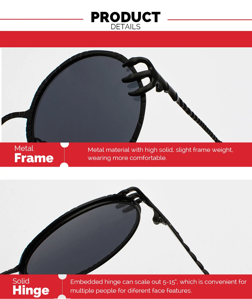 VIVIBEE Retro Skull Claw Round Sunglasses for Women Fishion 2026 Trending Product Gothic Sun Glasses Gold Metal Frame Shades