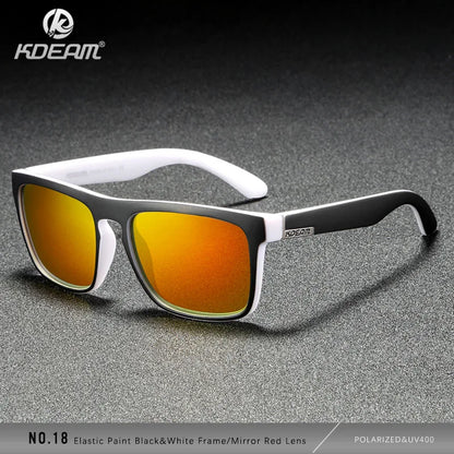 KDEAM Polarized Designer Square Sunglasses Men or Women Elastic Paint Frame Mirror Sun Glasses 17 Colors Available