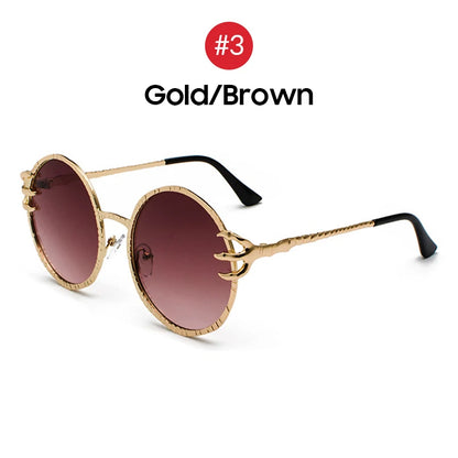 VIVIBEE Retro Skull Claw Round Sunglasses for Women Fishion 2026 Trending Product Gothic Sun Glasses Gold Metal Frame Shades