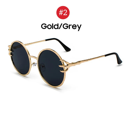 VIVIBEE Retro Skull Claw Round Sunglasses for Women Fishion 2026 Trending Product Gothic Sun Glasses Gold Metal Frame Shades