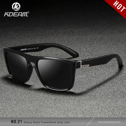 KDEAM Polarized Designer Square Sunglasses Men or Women Elastic Paint Frame Mirror Sun Glasses 17 Colors Available