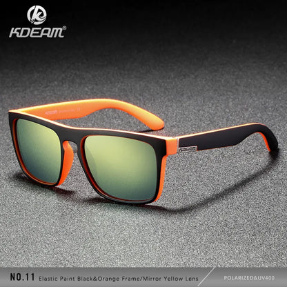 KDEAM Polarized Designer Square Sunglasses Men or Women Elastic Paint Frame Mirror Sun Glasses 17 Colors Available