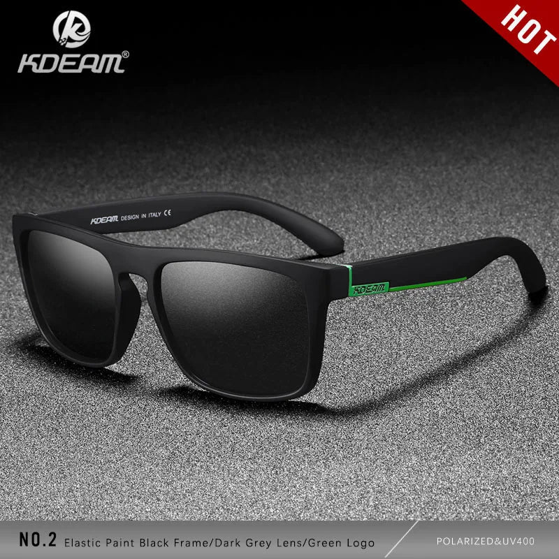 KDEAM Polarized Designer Square Sunglasses Men or Women Elastic Paint Frame Mirror Sun Glasses 17 Colors Available