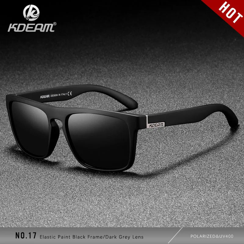KDEAM Polarized Designer Square Sunglasses Men or Women Elastic Paint Frame Mirror Sun Glasses 17 Colors Available