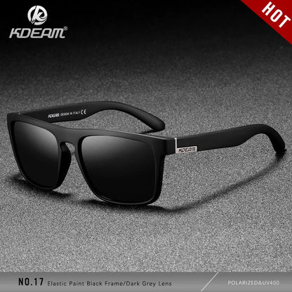 KDEAM Polarized Designer Square Sunglasses Men or Women Elastic Paint Frame Mirror Sun Glasses 17 Colors Available