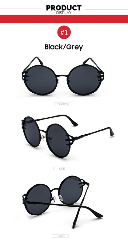 VIVIBEE Retro Skull Claw Round Sunglasses for Women Fishion 2026 Trending Product Gothic Sun Glasses Gold Metal Frame Shades