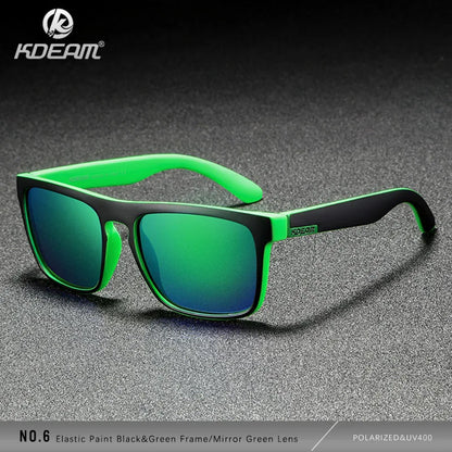 KDEAM Polarized Designer Square Sunglasses Men or Women Elastic Paint Frame Mirror Sun Glasses 17 Colors Available