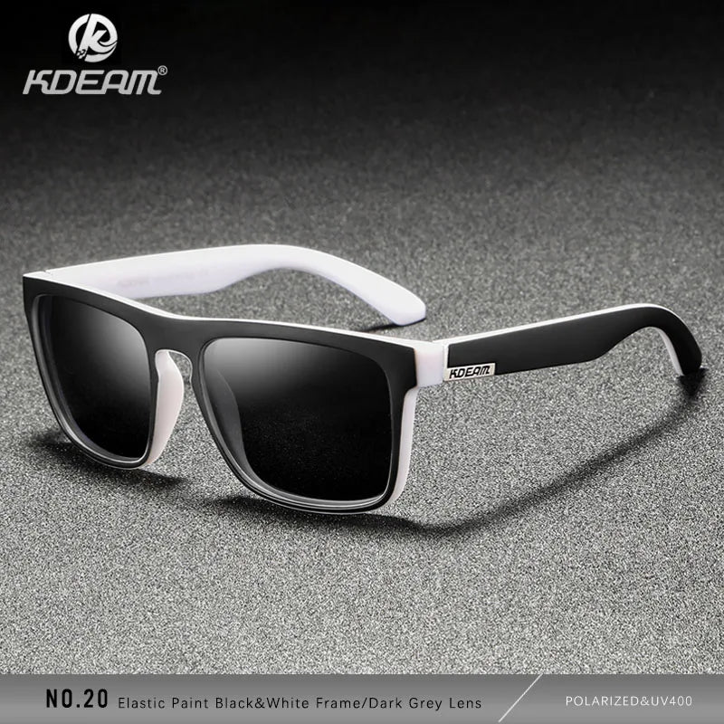 KDEAM Polarized Designer Square Sunglasses Men or Women Elastic Paint Frame Mirror Sun Glasses 17 Colors Available