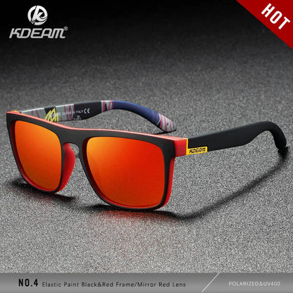 KDEAM Polarized Designer Square Sunglasses Men or Women Elastic Paint Frame Mirror Sun Glasses 17 Colors Available