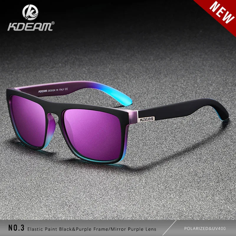 KDEAM Polarized Designer Square Sunglasses Men or Women Elastic Paint Frame Mirror Sun Glasses 17 Colors Available
