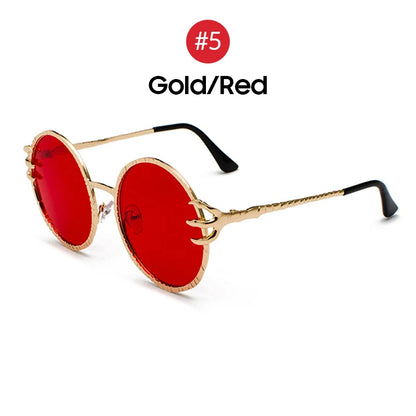 VIVIBEE Retro Skull Claw Round Sunglasses for Women Fishion 2026 Trending Product Gothic Sun Glasses Gold Metal Frame Shades