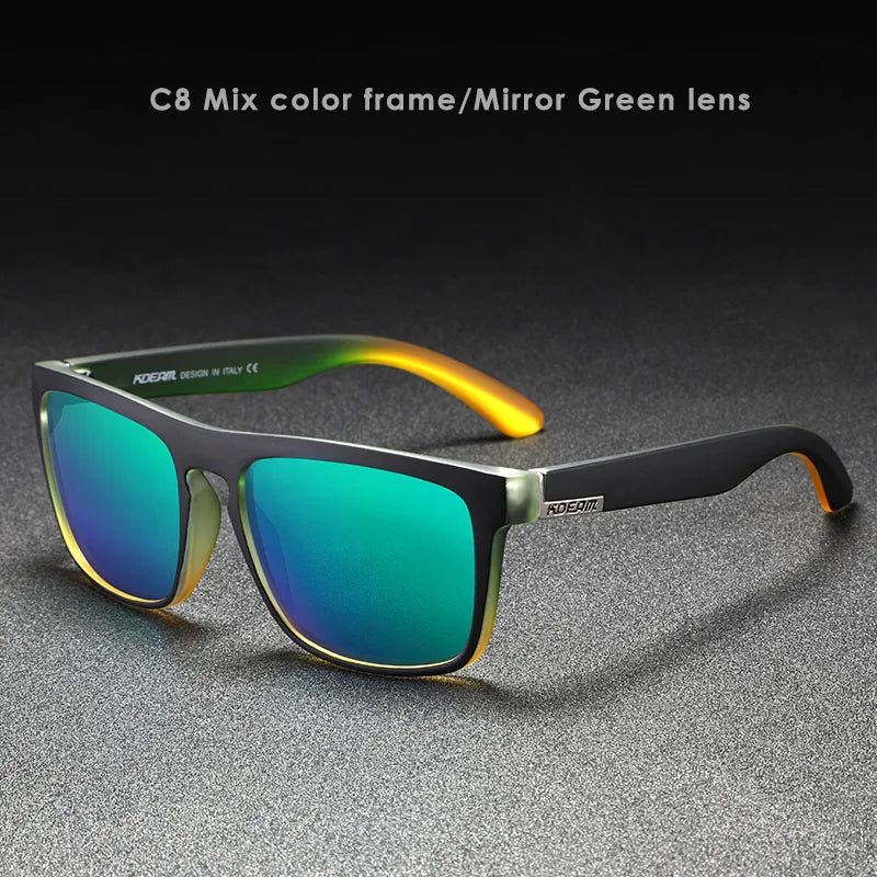 KDEAM Polarized Designer Square Sunglasses Men or Women Elastic Paint Frame Mirror Sun Glasses 17 Colors Available