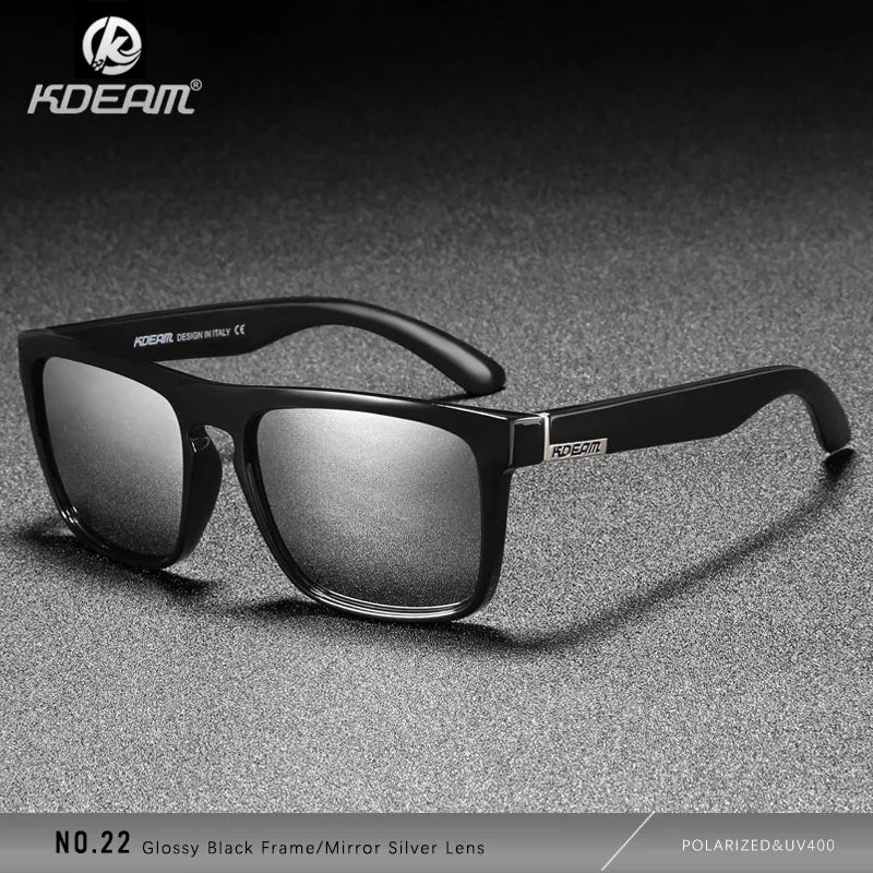 KDEAM Polarized Designer Square Sunglasses Men or Women Elastic Paint Frame Mirror Sun Glasses 17 Colors Available