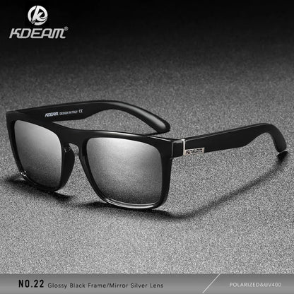 KDEAM Polarized Designer Square Sunglasses Men or Women Elastic Paint Frame Mirror Sun Glasses 17 Colors Available