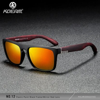 KDEAM Polarized Designer Square Sunglasses Men or Women Elastic Paint Frame Mirror Sun Glasses 17 Colors Available