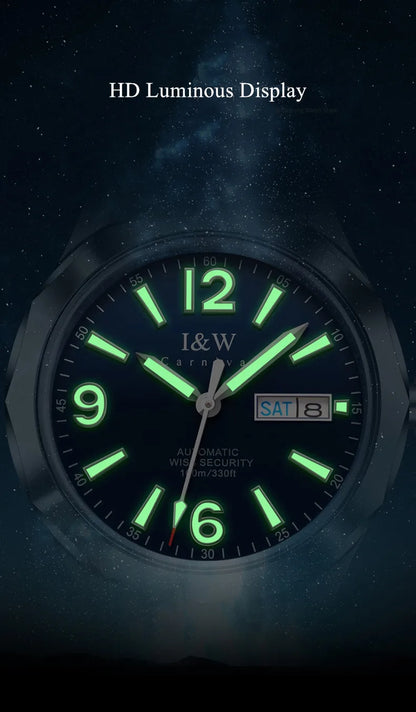 CARNIVAL Herreur i tungsten med mekanisk NH36 automatisk urværk – luksus-armbåndsur til mænd, vandtæt Montre Homme